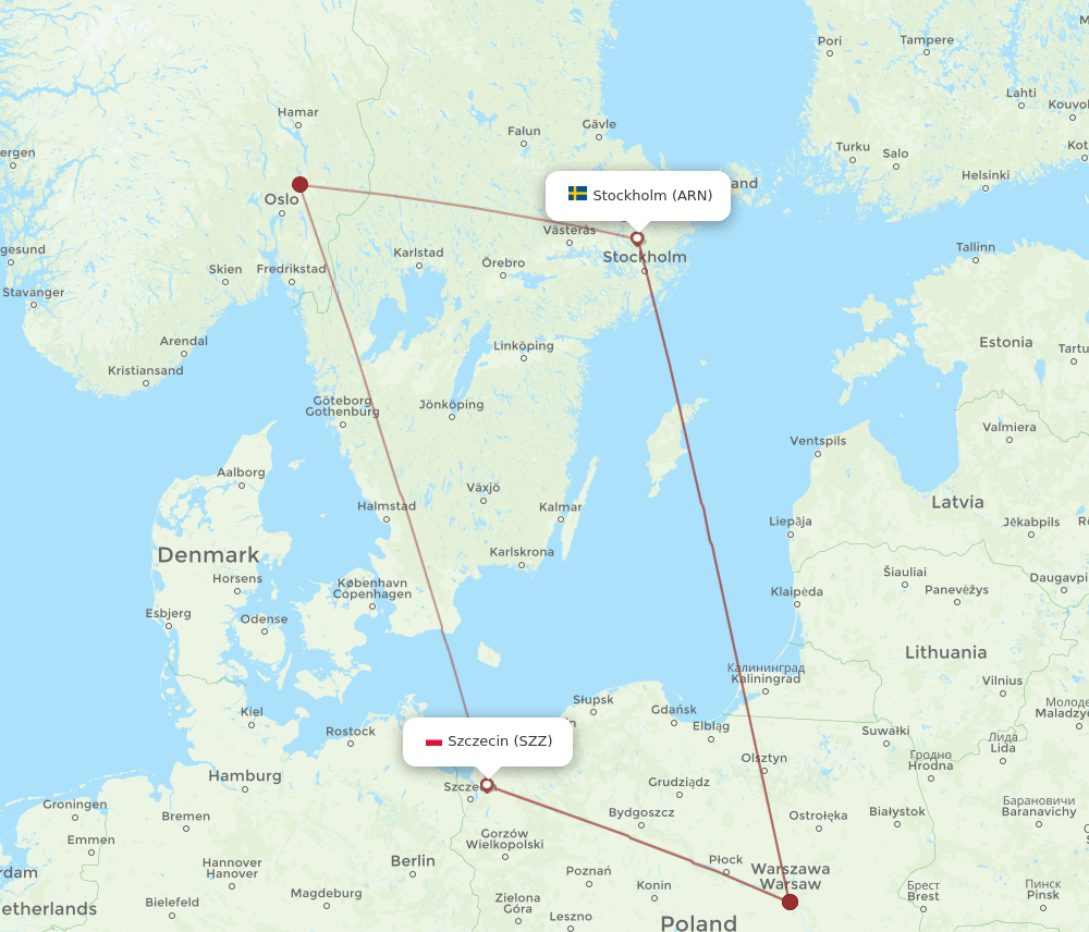 SZZ-ARN flight routes