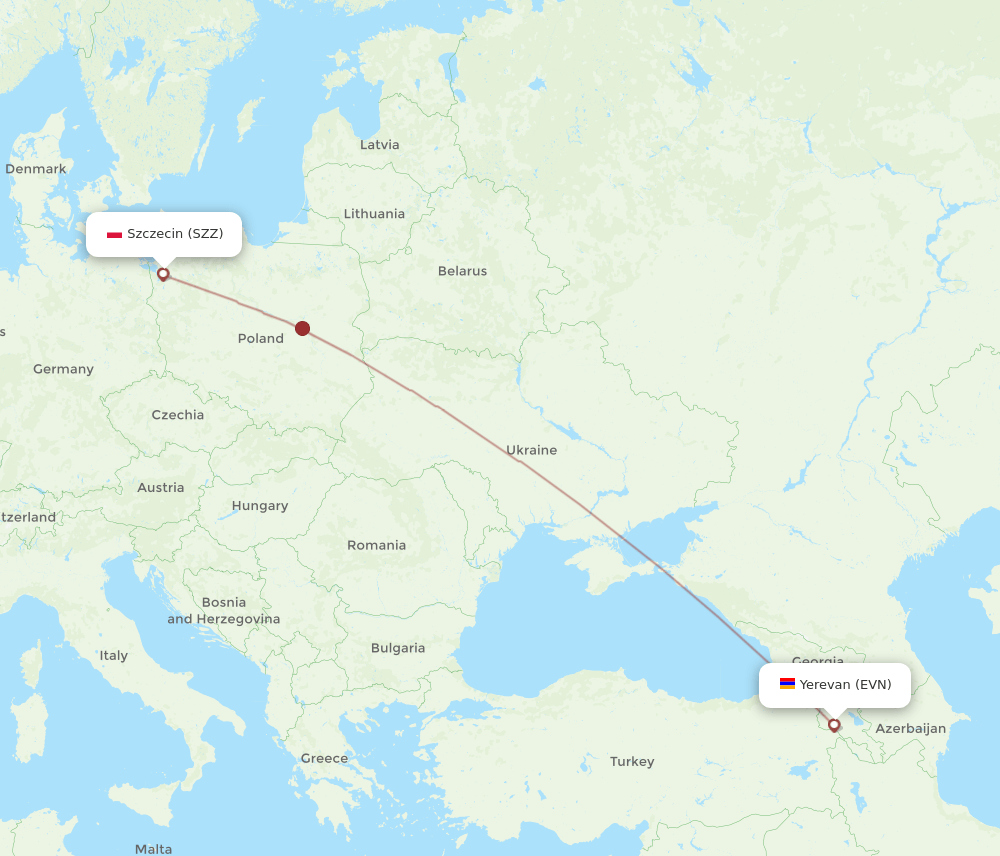 SZZ-EVN flight routes