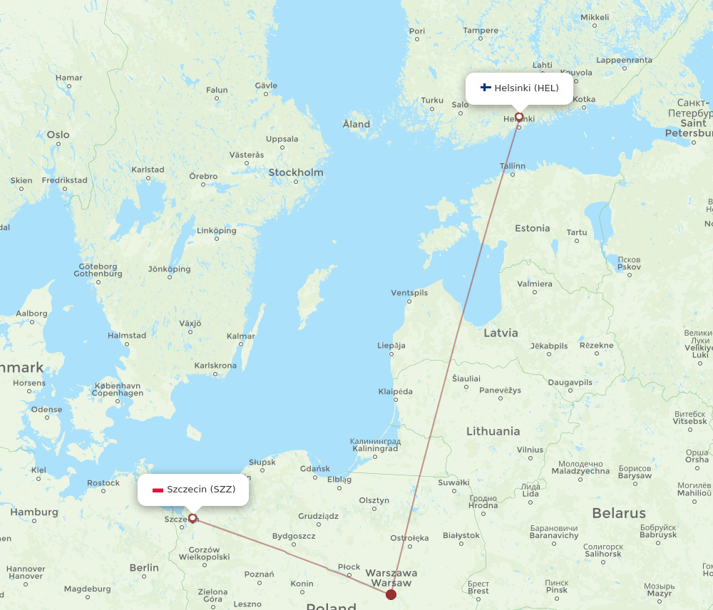 SZZ-HEL flight routes