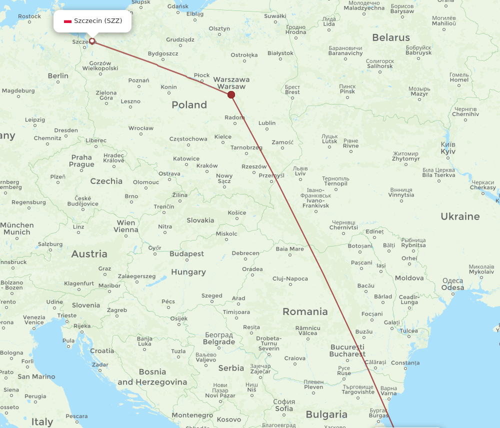 SZZ to IST flights and routes map