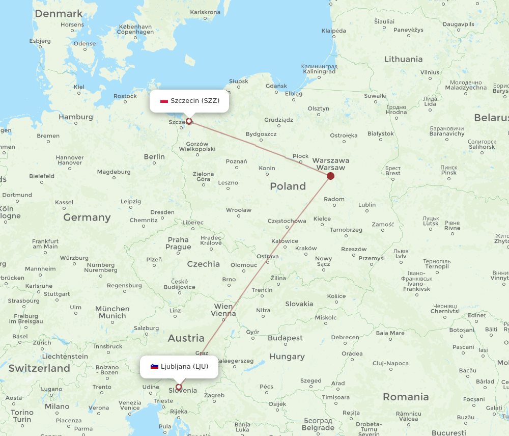 SZZ-LJU flight routes