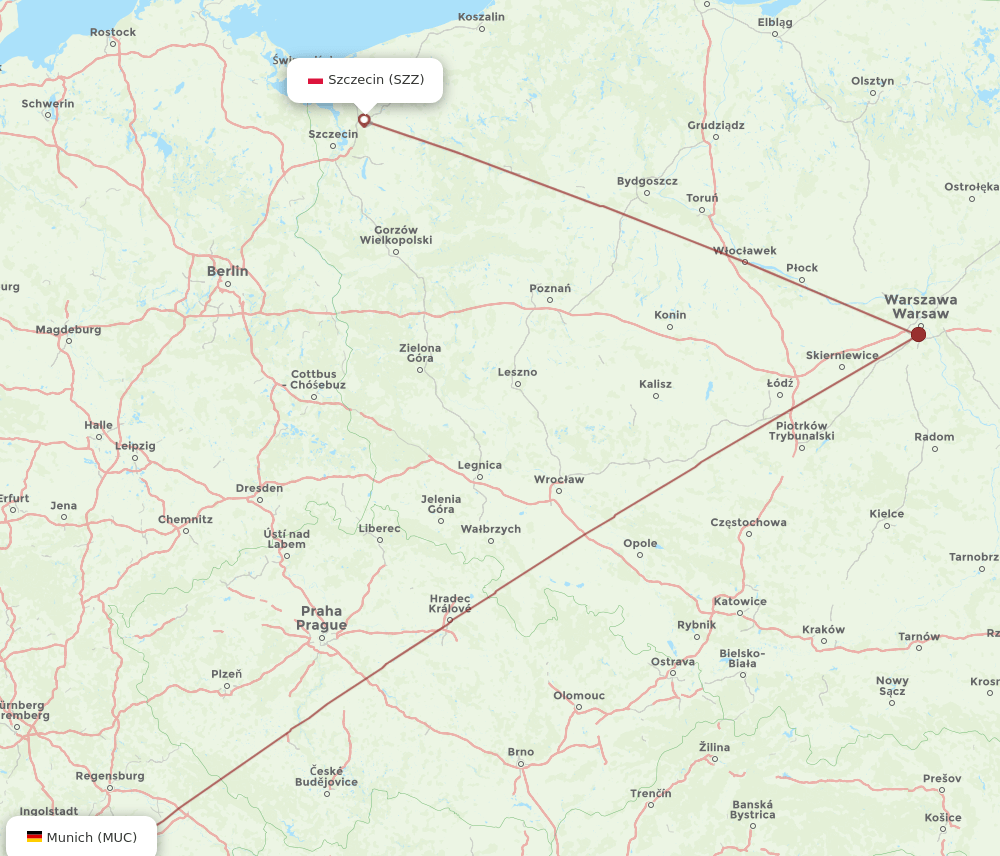 SZZ-MUC flight routes