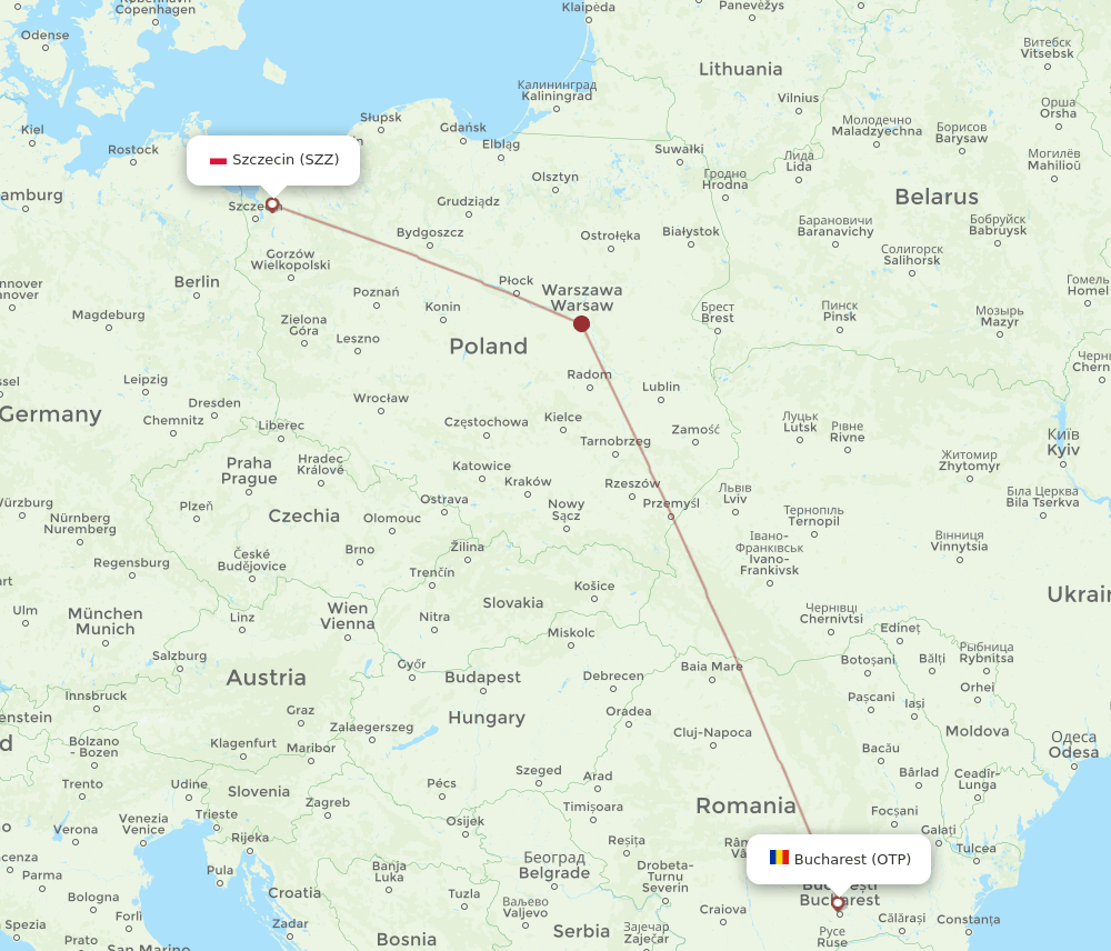 SZZ-OTP flight routes