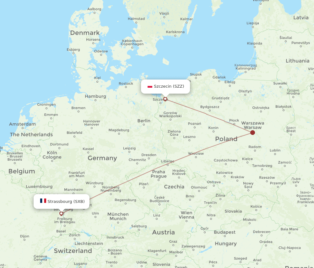 SZZ-SXB flight routes