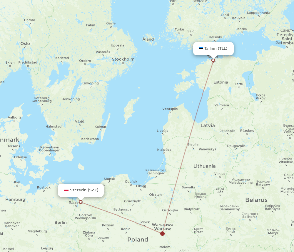 SZZ to TLL flights and routes map