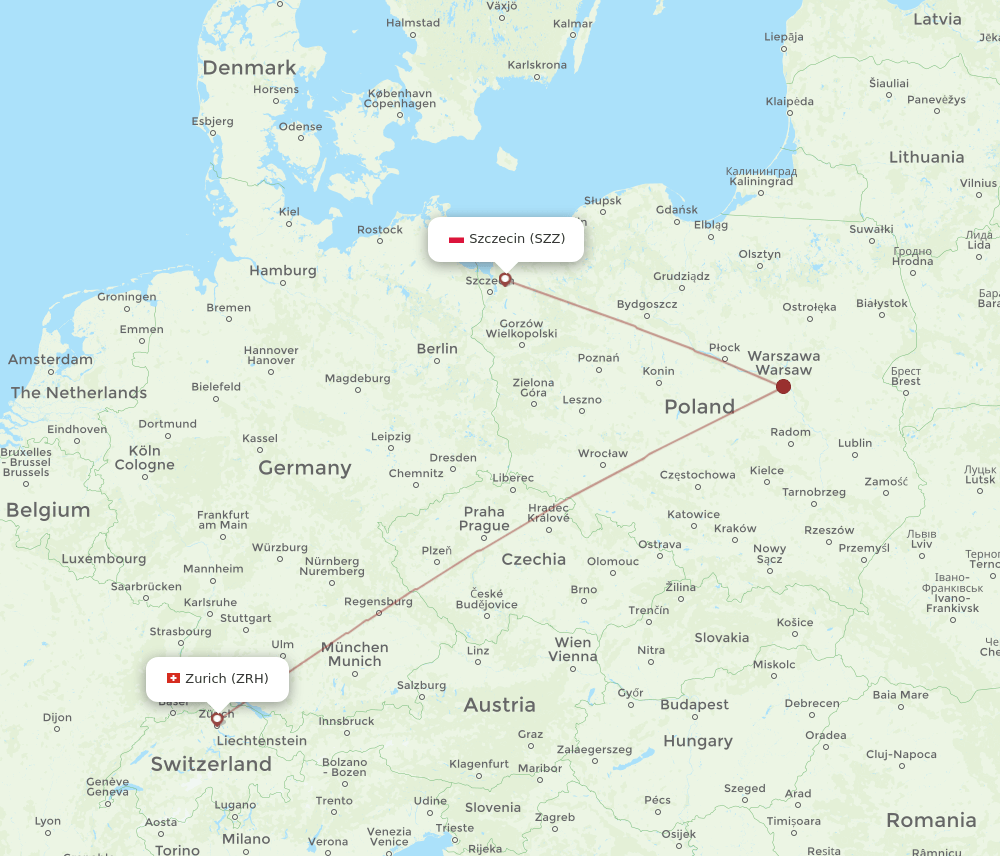 SZZ-ZRH flight routes