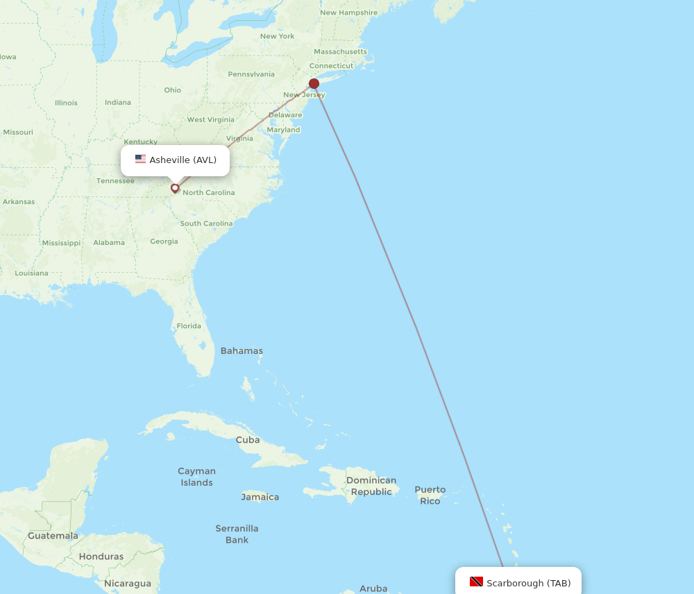 TAB-AVL flight routes