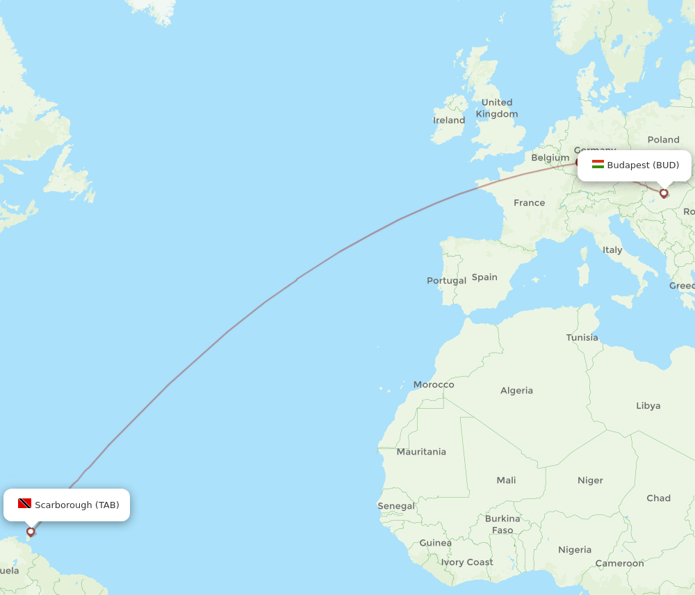 TAB-BUD flight routes