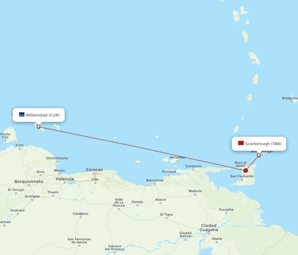 TAB-CUR flight routes