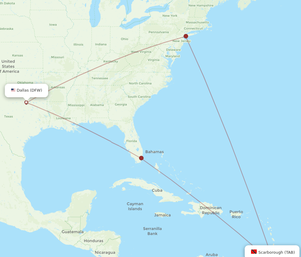 TAB-DFW flight routes