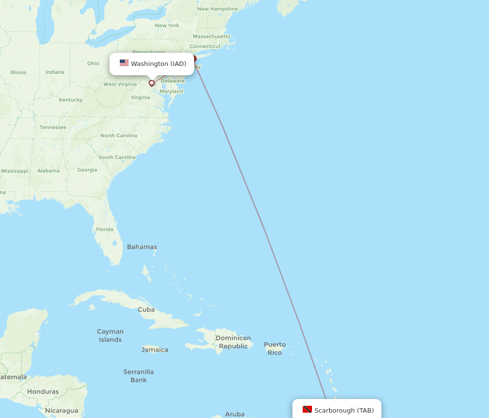 TAB-IAD flight routes