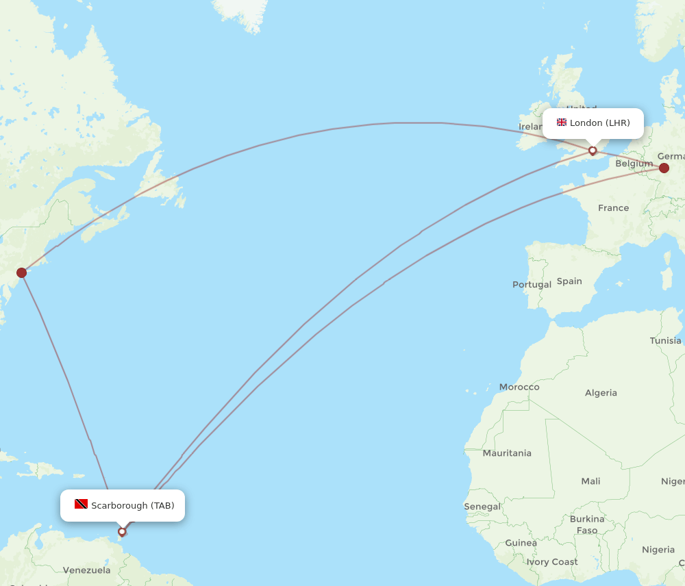 TAB-LHR flight routes