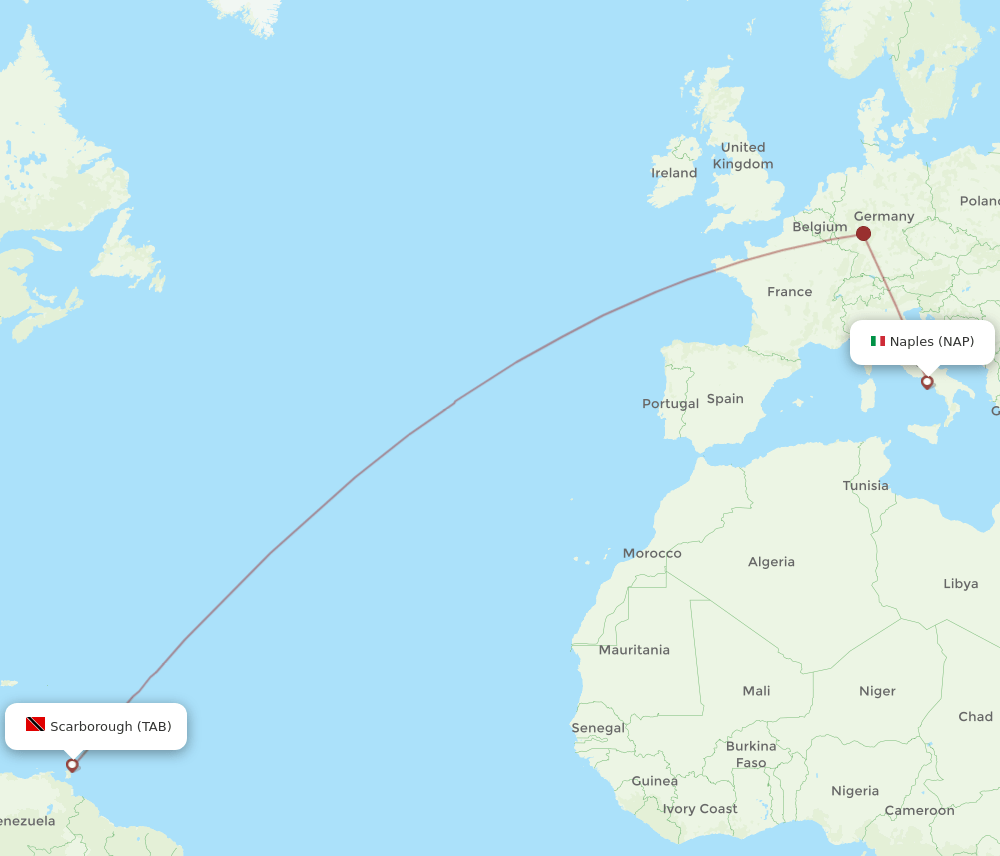 NAP to TAB flights and routes map