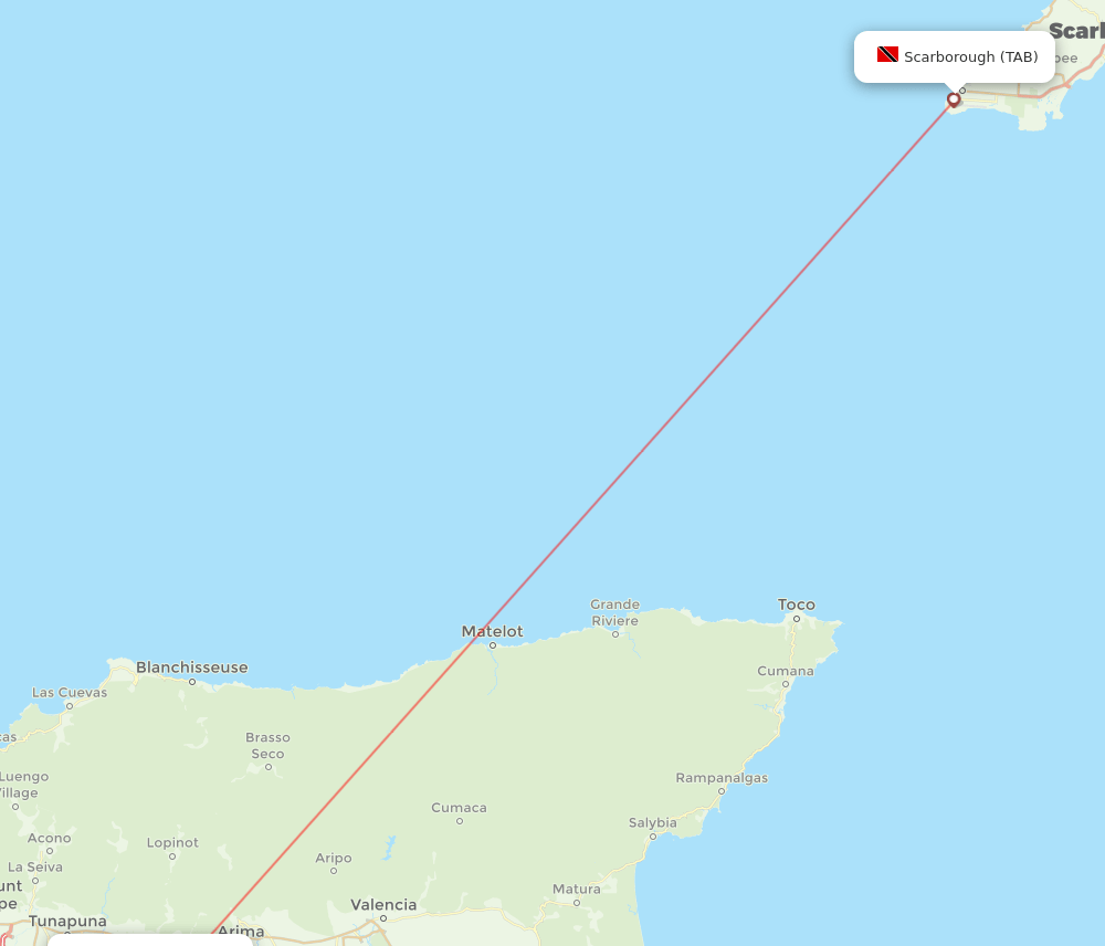 TAB to POS flights and routes map