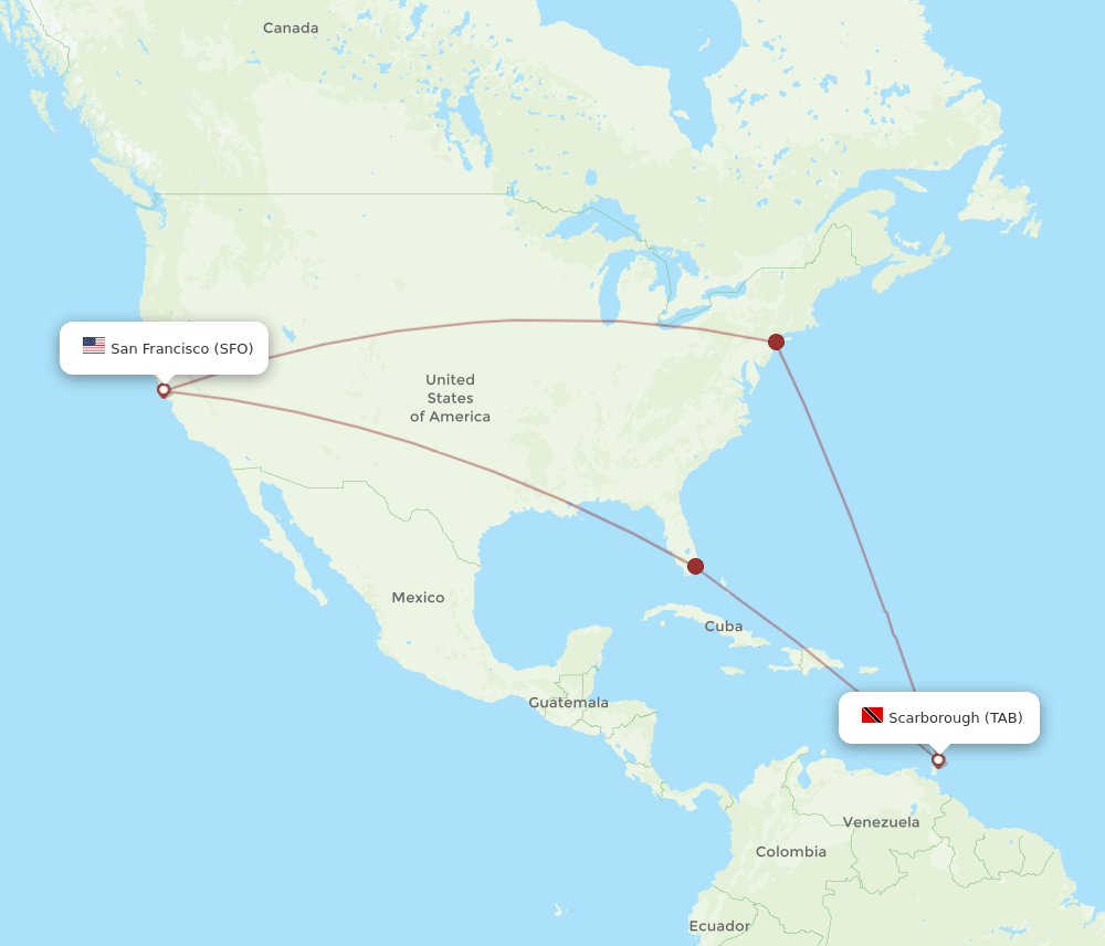 TAB-SFO flight routes