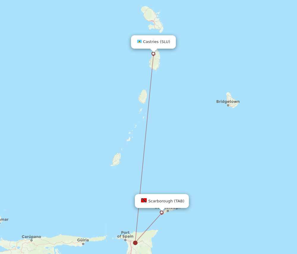 TAB to SLU flights and routes map