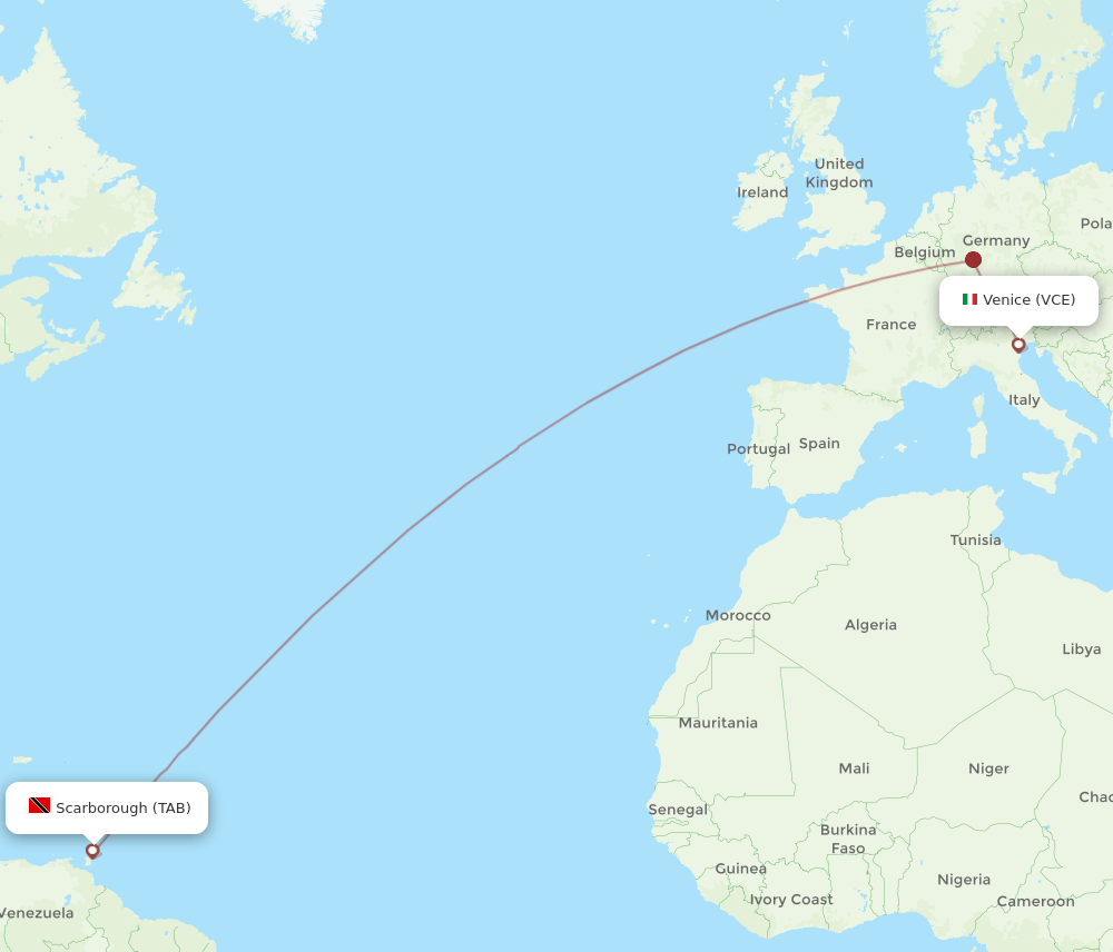 VCE to TAB flights and routes map