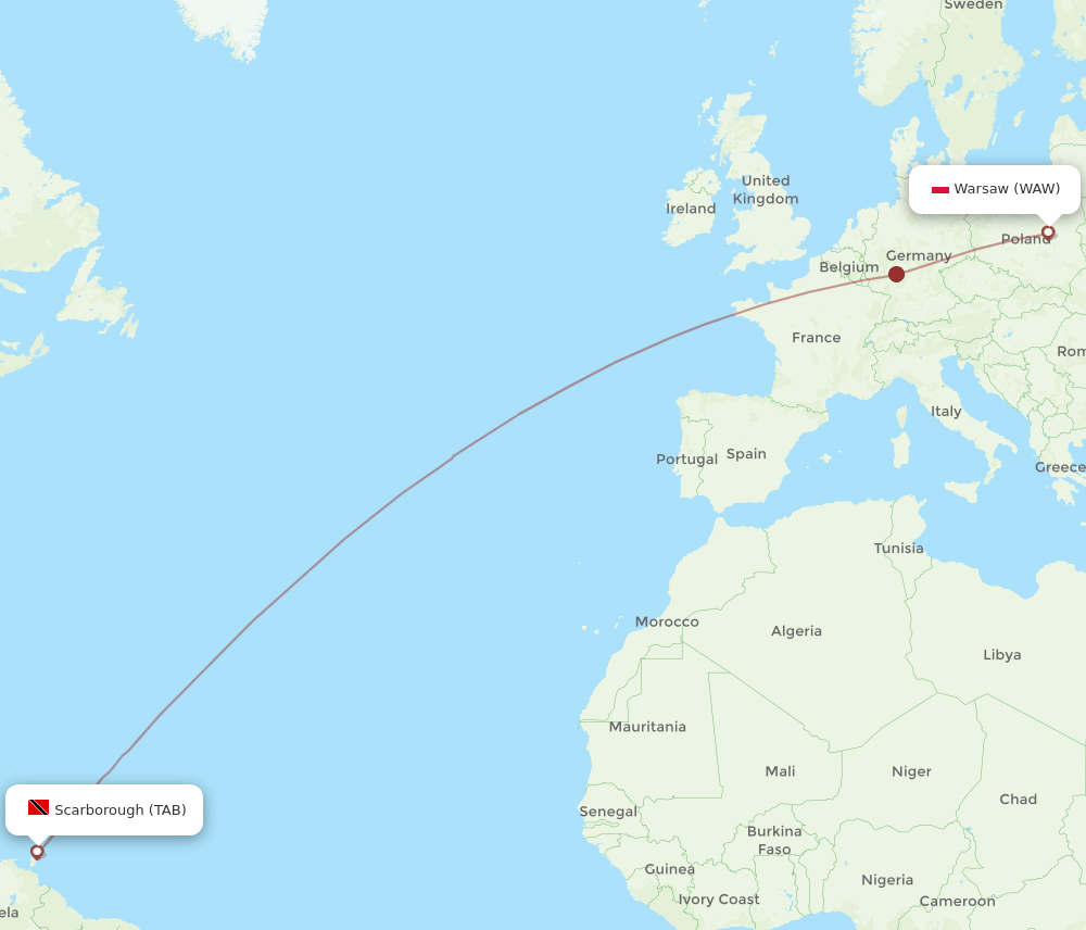TAB-WAW flight routes