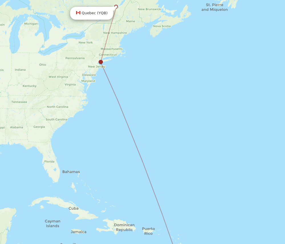 TAB-YQB flight routes