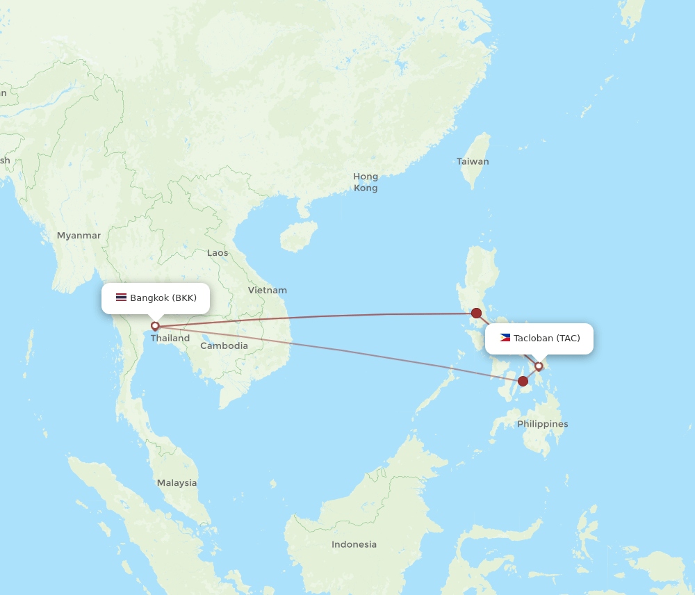 TAC-BKK flight routes