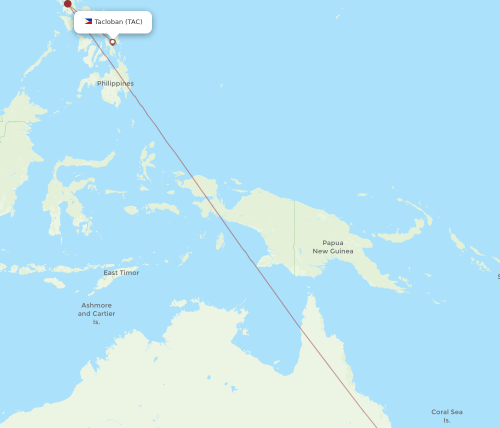 Brisbane - Tacloban route map and flight paths
