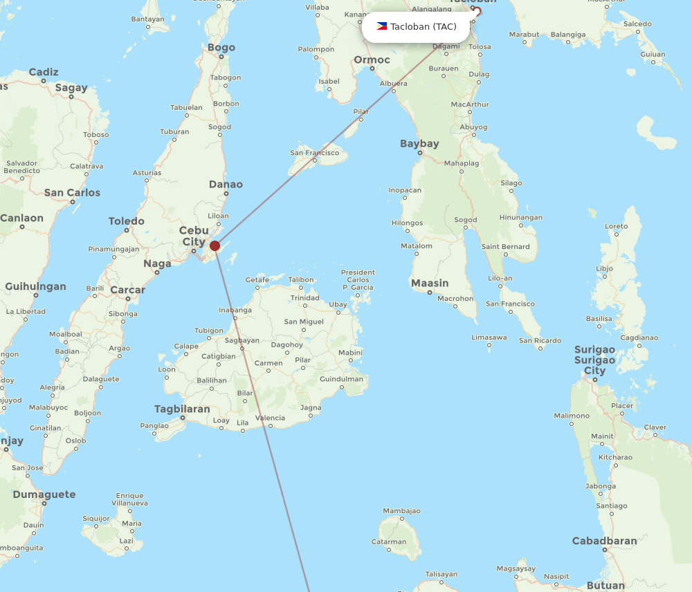 TAC-CGY flight routes