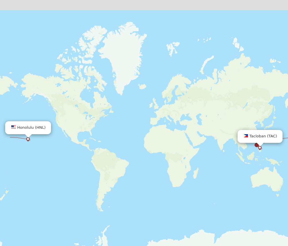 TAC-HNL flight routes