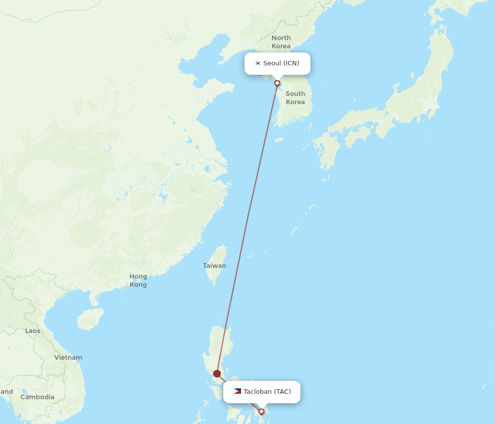 TAC-ICN flight routes