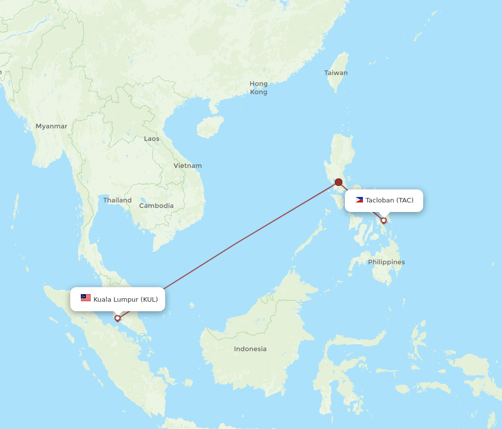TAC-KUL flight routes