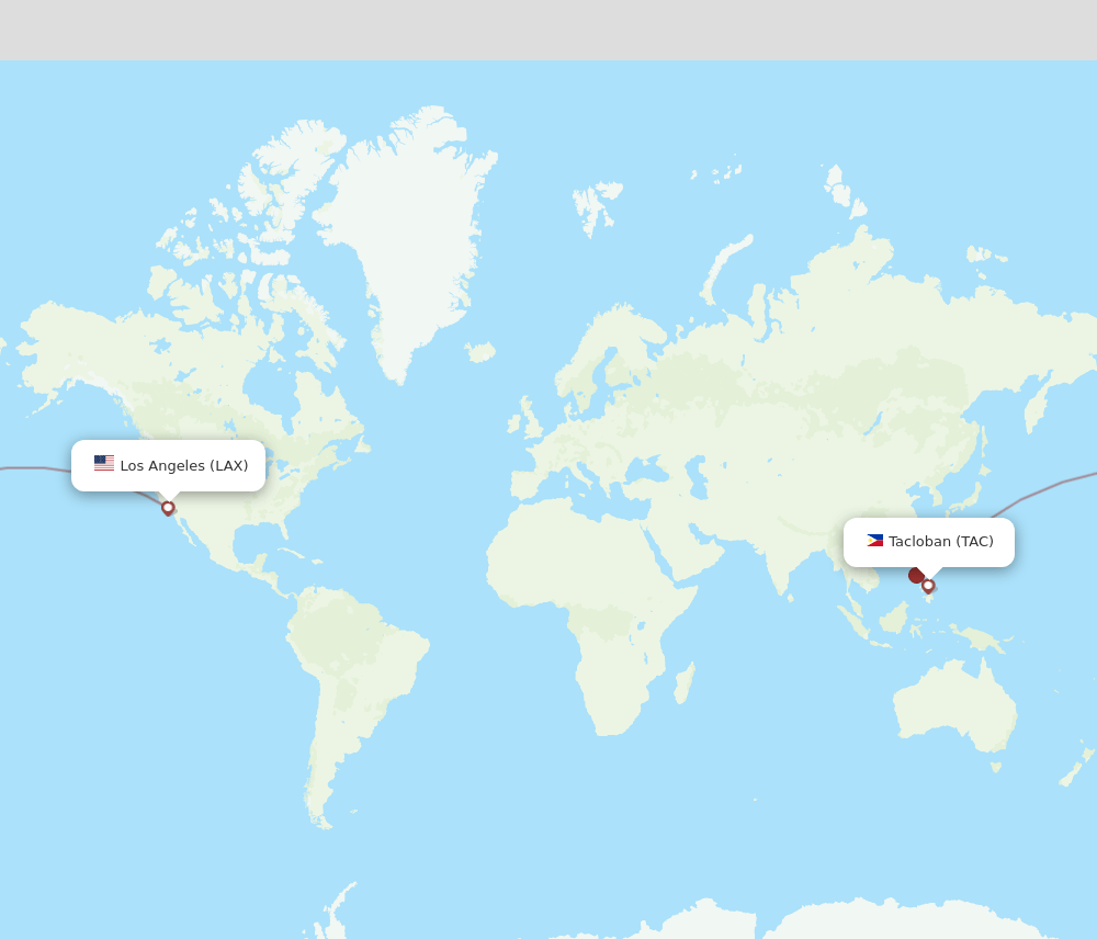 TAC-LAX flight routes