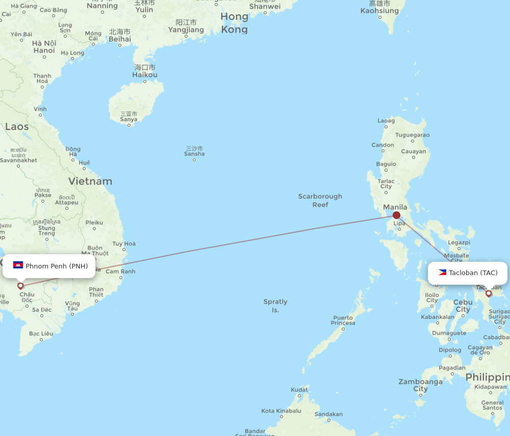 TAC-PNH flight routes