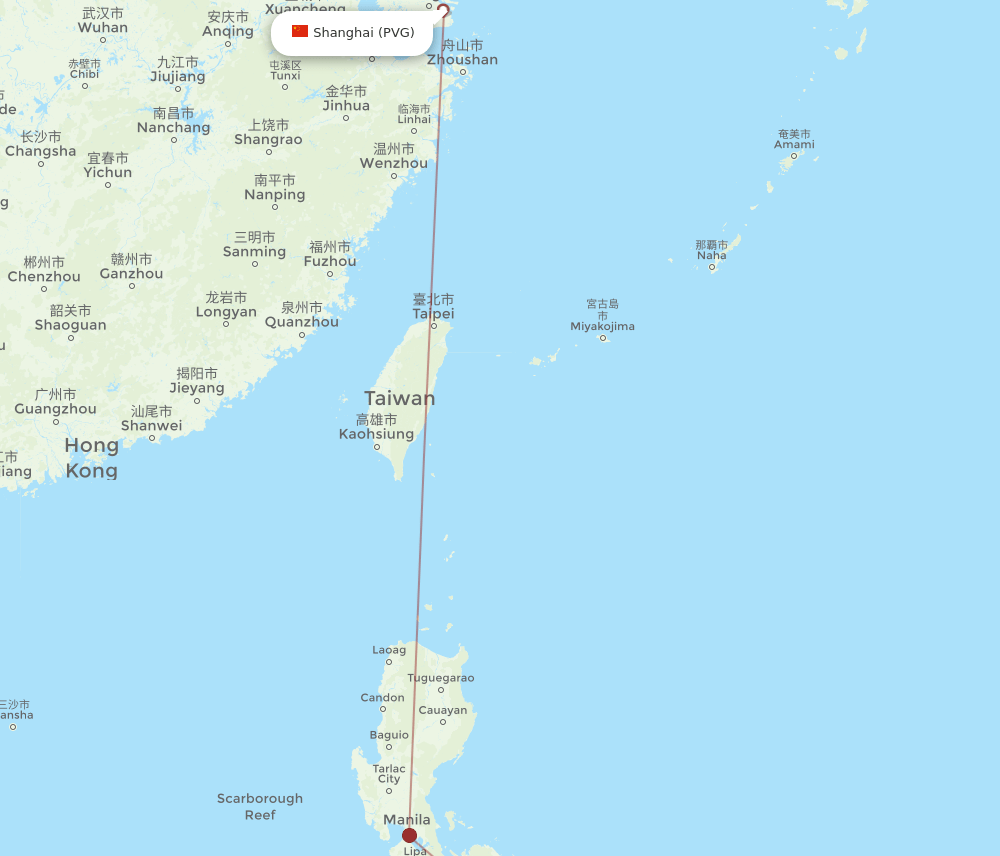 TAC-PVG flight routes
