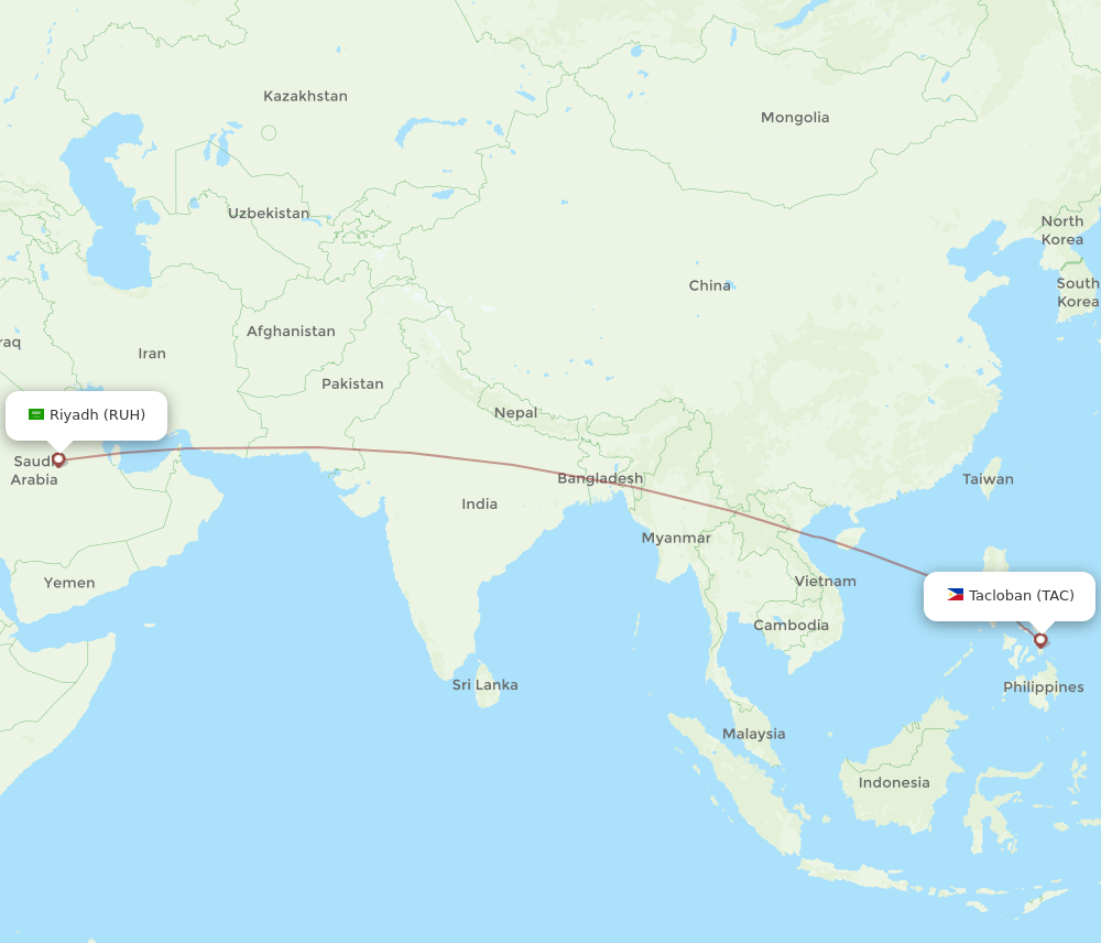 TAC-RUH flight routes