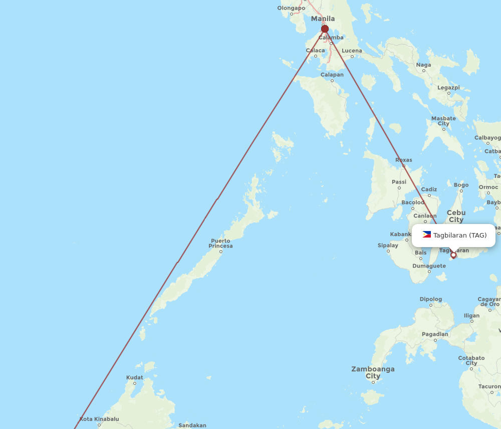 TAG-BWN flight routes