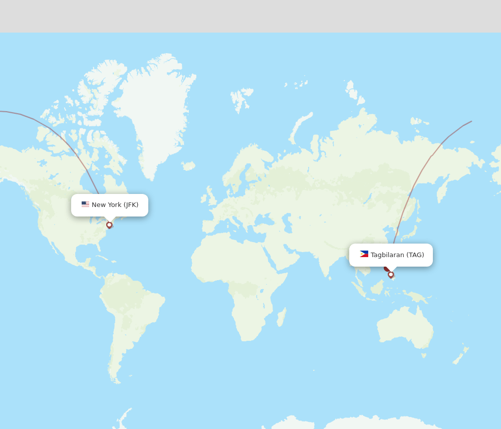 TAG to JFK flights and routes map