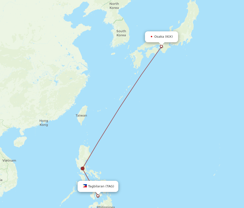 TAG-KIX flight routes