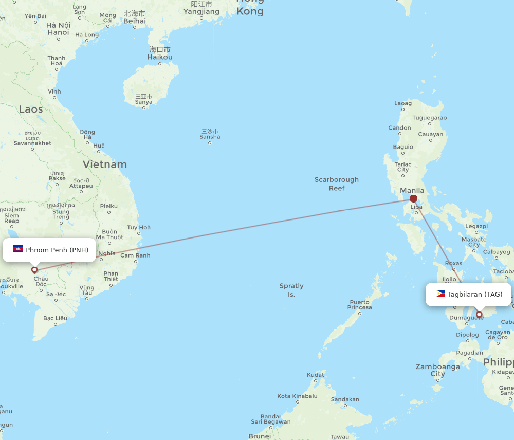TAG-PNH flight routes