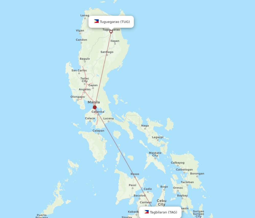 TAG-TUG flight routes