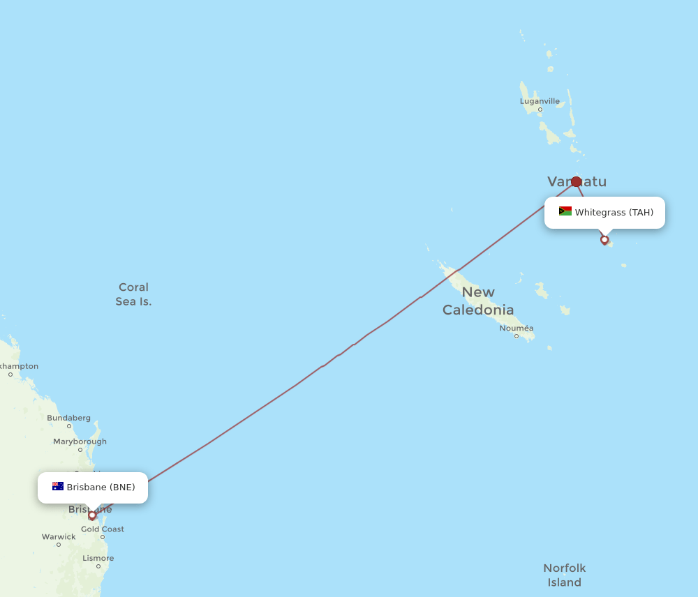TAH-BNE flight routes