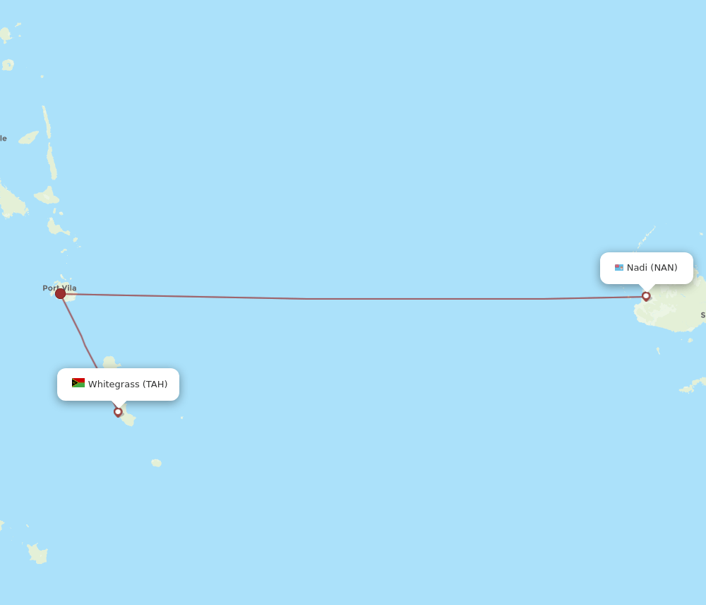 TAH to NAN flights and routes map