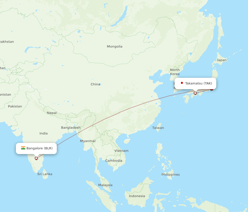TAK-BLR flight routes