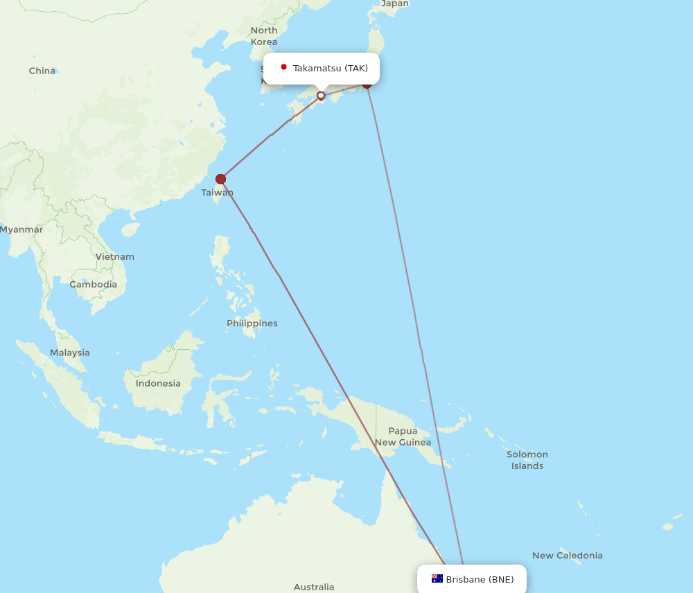 TAK-BNE flight routes