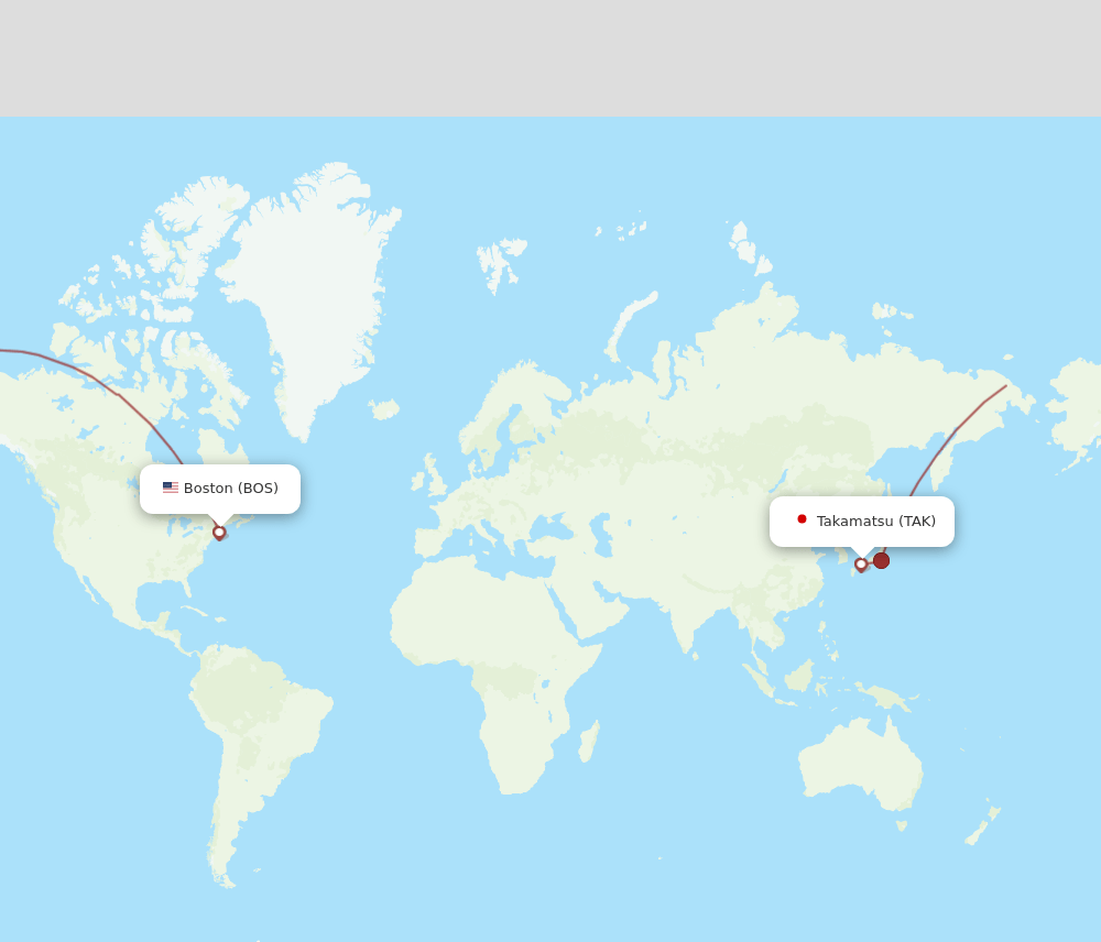 TAK to BOS flights and routes map