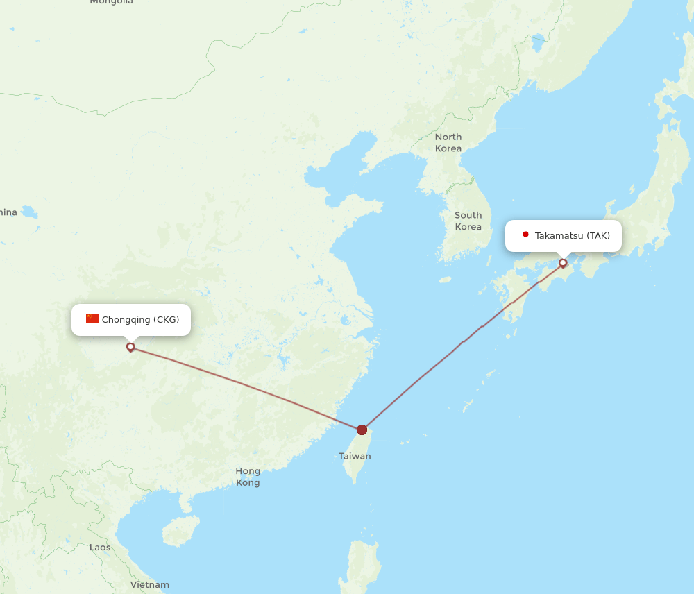 TAK-CKG flight routes