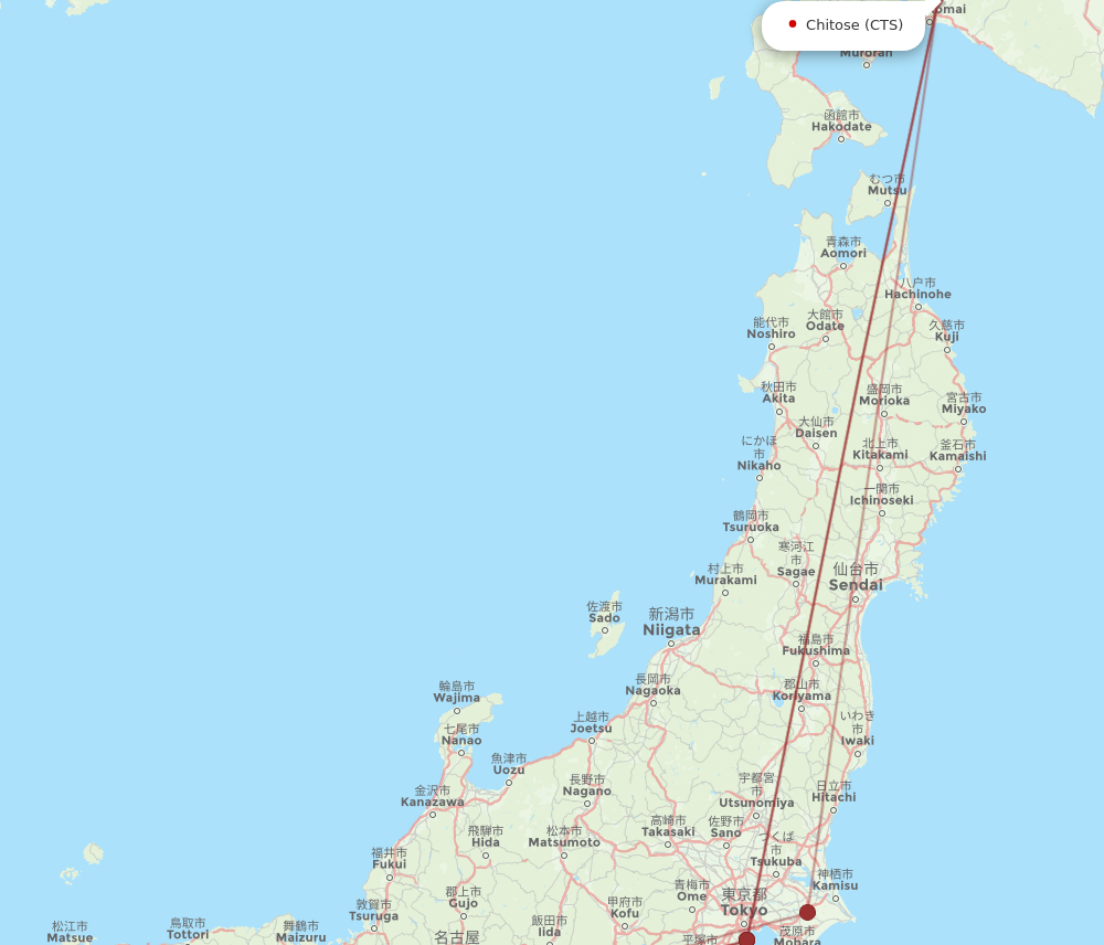 TAK to CTS flights and routes map