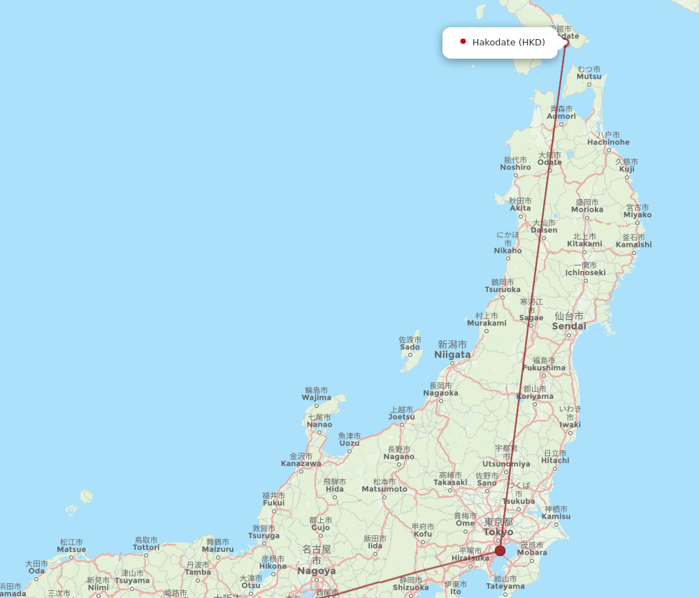 TAK to HKD flights and routes map