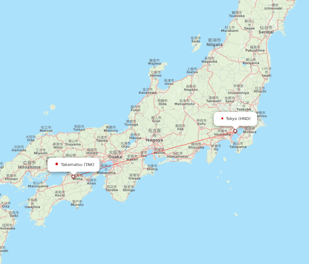 TAK to HND flights and routes map