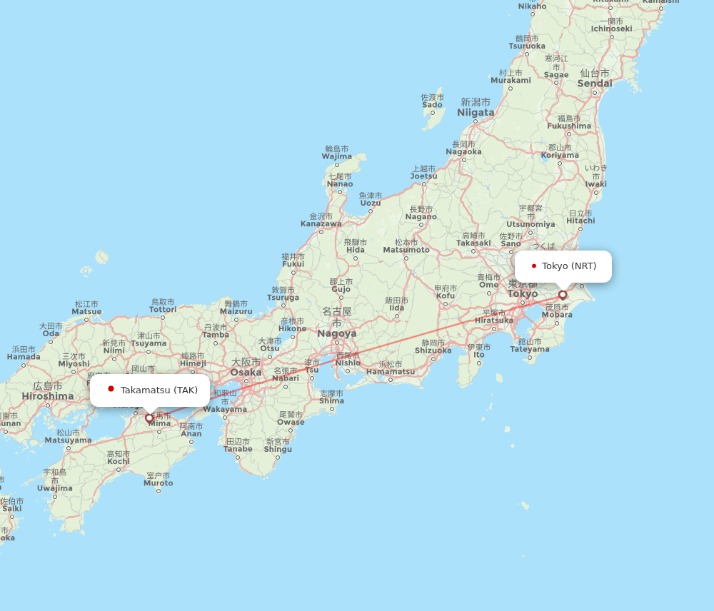 TAK to NRT flights and routes map
