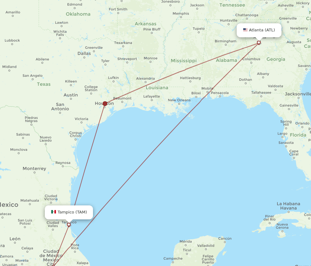 TAM-ATL flight routes