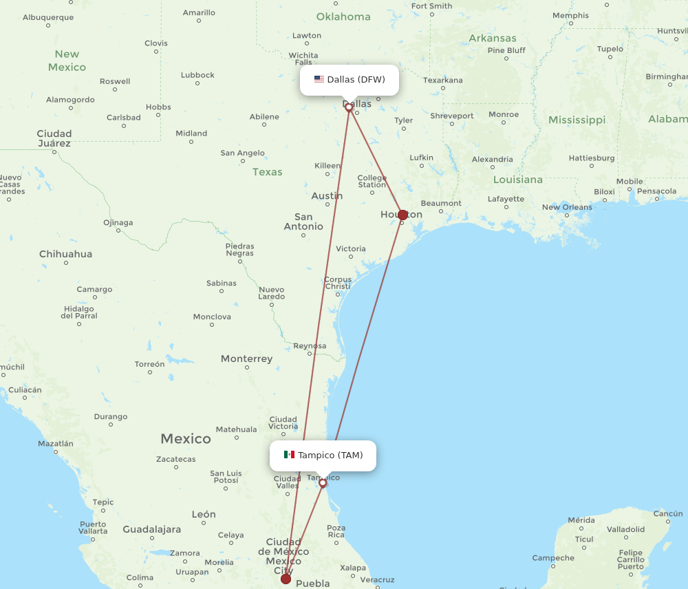 TAM-DFW flight routes